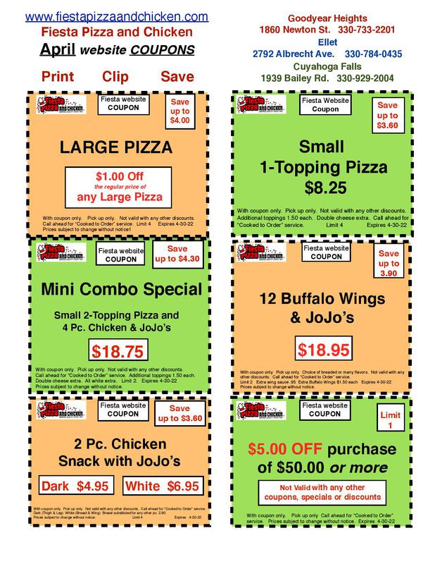 Fiesta Pizza and Chicken printable coupons Fiesta Pizza and Chicken printable coupons
